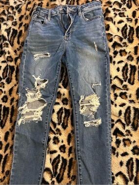 American Eagle Outfitters Distressed Skinny Jeans - Blue